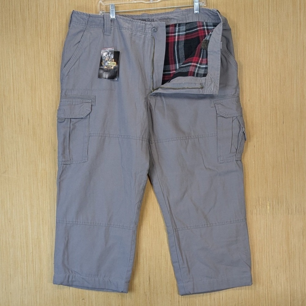 Guide Gear Mens Gray Flannel Lined Cargo Pants Cotton Canvas Plaid 42x30 NWT